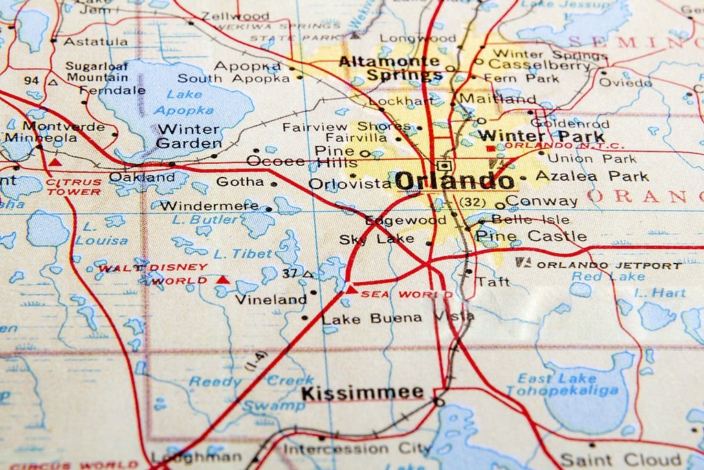 Map of Orlando Florida for Defining Service Areas of Dumpster Crews