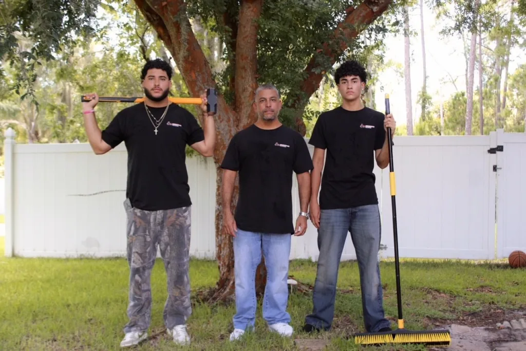 Dumpster Crews Family holding Junk Removal Tools in Hand