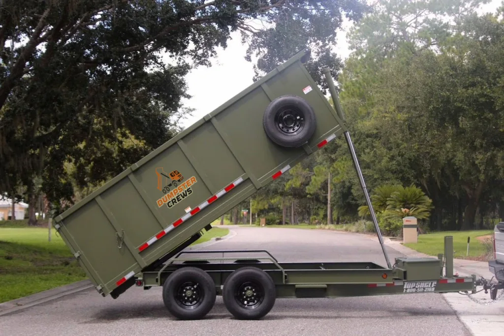 Parked Dumpster Trailer of Dumpster Crews for Dumpster Rental Service.
